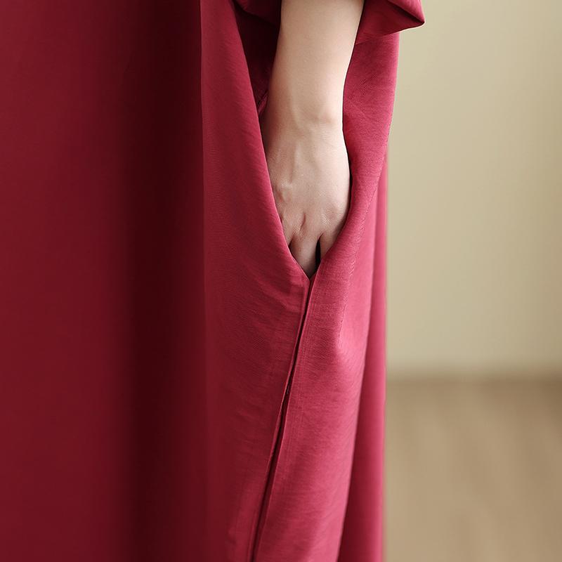 DIMANAF 2025 Women Plus Size Spring Long Dress Loose V-Neck Printing Vintage Casual Floral 5052