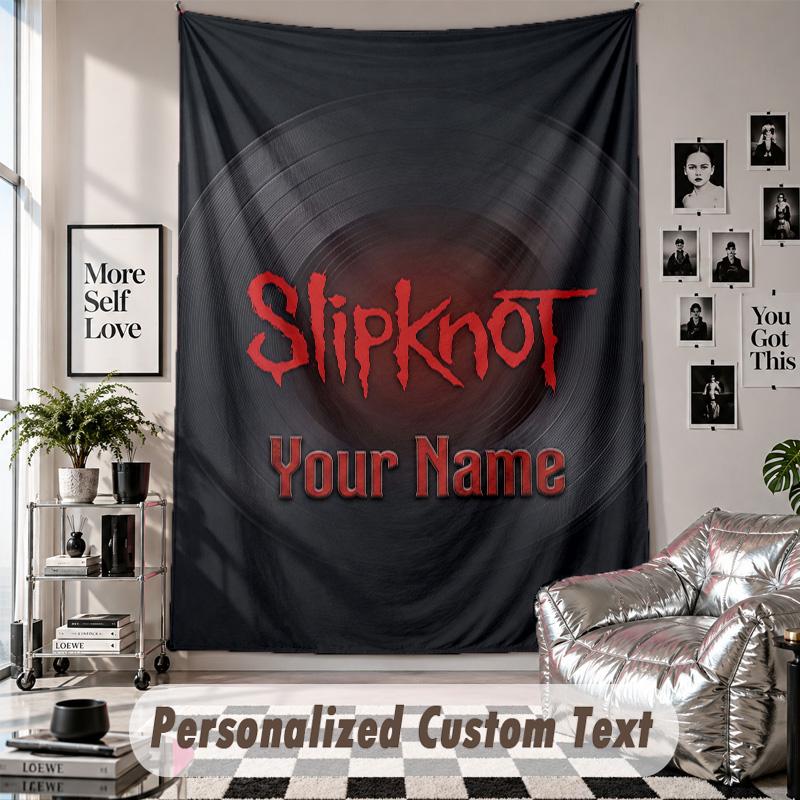 Wall Hanging Tapestry With Custom Name & Text, Slipknot Decorative Tapestry For Bedroom