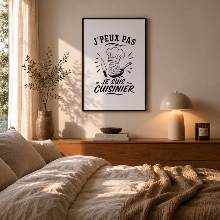 Poster J’peux pas je suis Cuisinier J'peux pas minimaliste | Affiche Papier Photo 310 g Finition Perlée Format Taille A4