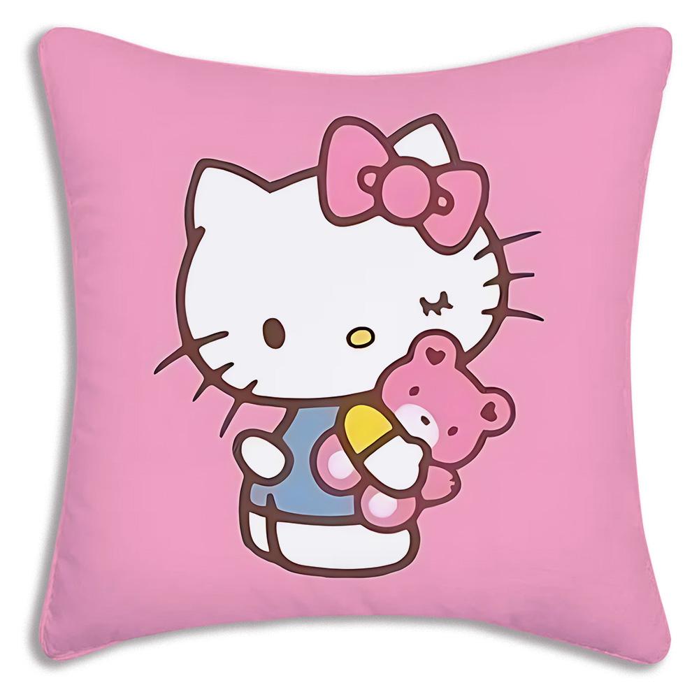 Cute Pink Hello Kitty Cartoon Pillowcase, Sofa Decoration Home Decor Double-Sided Printed Cute Cushion Cover