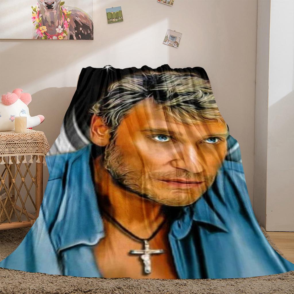 French legendary rock singer and actor Johnny Hallyday blanket soft home furnishing nap decoration four seasons warm Sherpa blanket U6