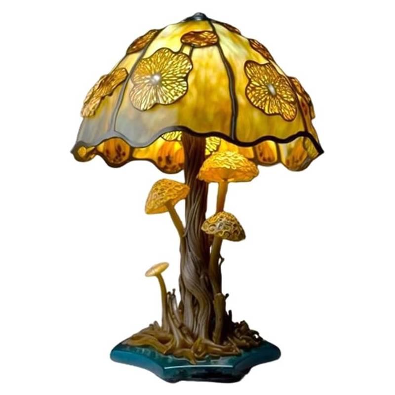 Colorful Resin Flower Mushroom Table Lamp Home Bedroom Decoration Powered Usb