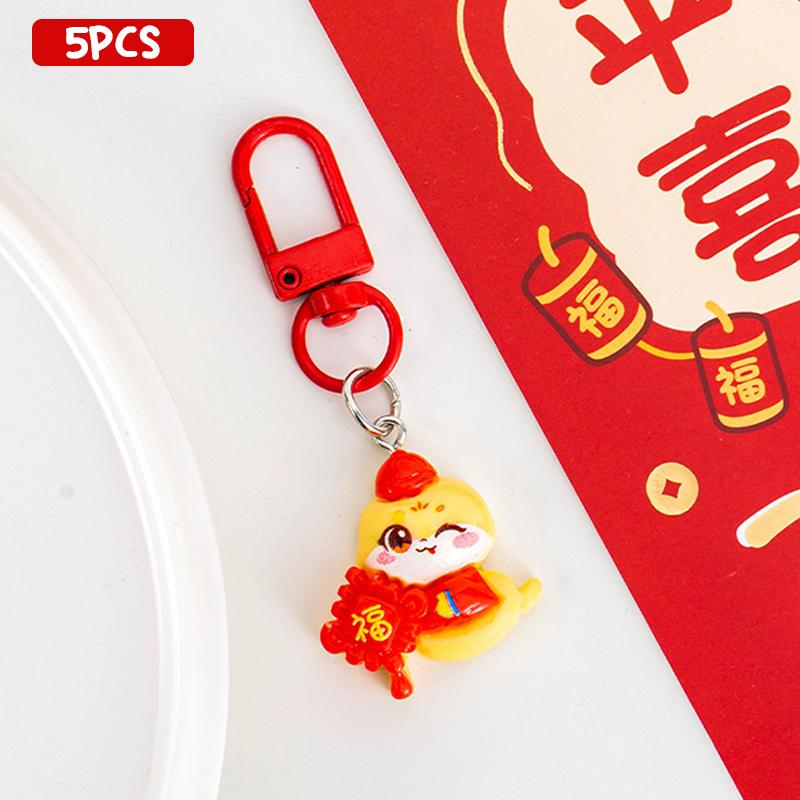 

5Pcs Year Snake Zodiac Keychain Cartoon Snake Spring Festival Pendant Exquisite Backpack Decoration Accessories Gifts