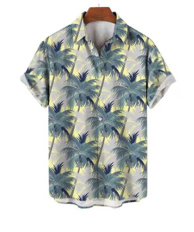 Hawaiian Palm Tree 3D Printed Shirt Cool Summer Street Short Sleeve Shirt Top Lapel Button Ultra