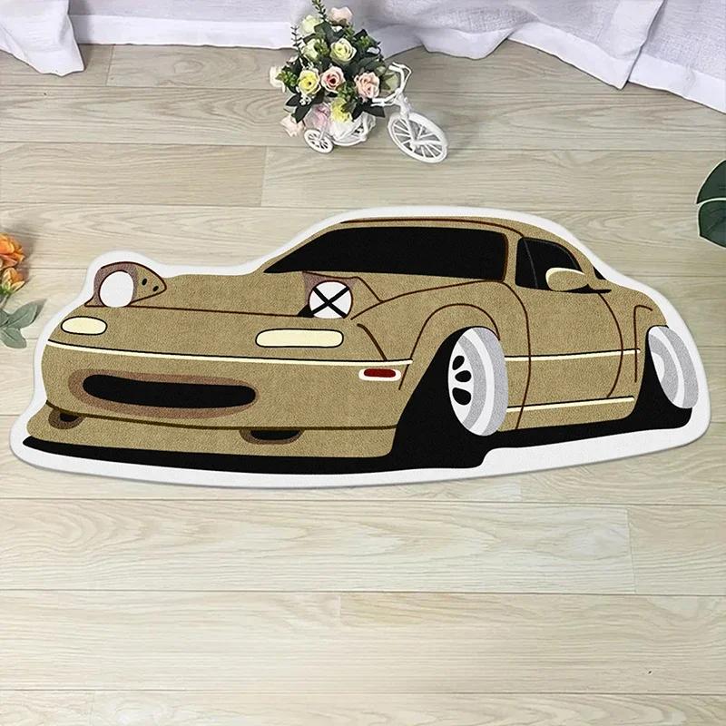 Racing Car Shaped Rug, Soft Comfort Bedside Rug For Bedrooms, Decorative Floor Mat For Boys' Rooms, Home Decor
