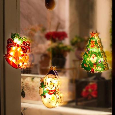 Adesivi per Finestre Atmosfera Natalizia Tenda Decorazione Finestra Decorazione Stanza Lanterne LED Luci a Ventosa
