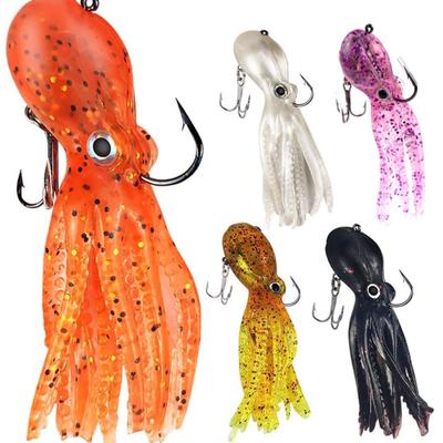 5PCS Octopus Swimbait 23g 9cm Soft Fishing Bait Skirt Tail Fishing Lure Saltwater Metal Jig Head Lure Rockfish Lingcod Bass Fishing