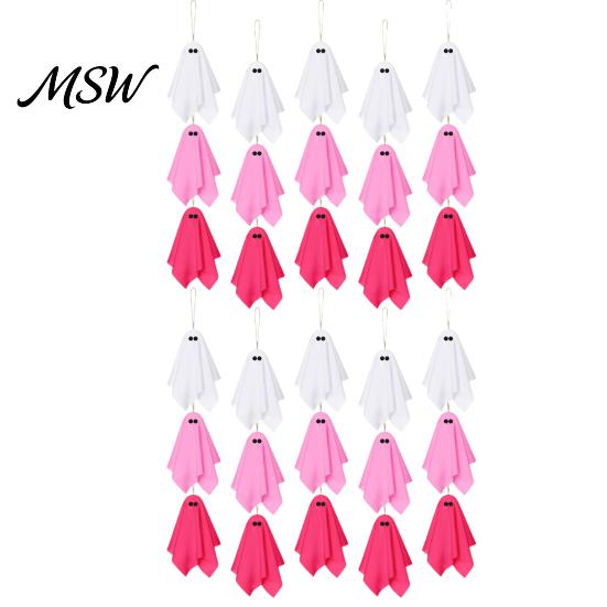 Elegant Ghost Silhouette Decor Halloween Hanging Decor, Pastel Pink White Soft Girly Room Fabric Ornaments, Cute Spooky Party Home Sweet Atmosphere