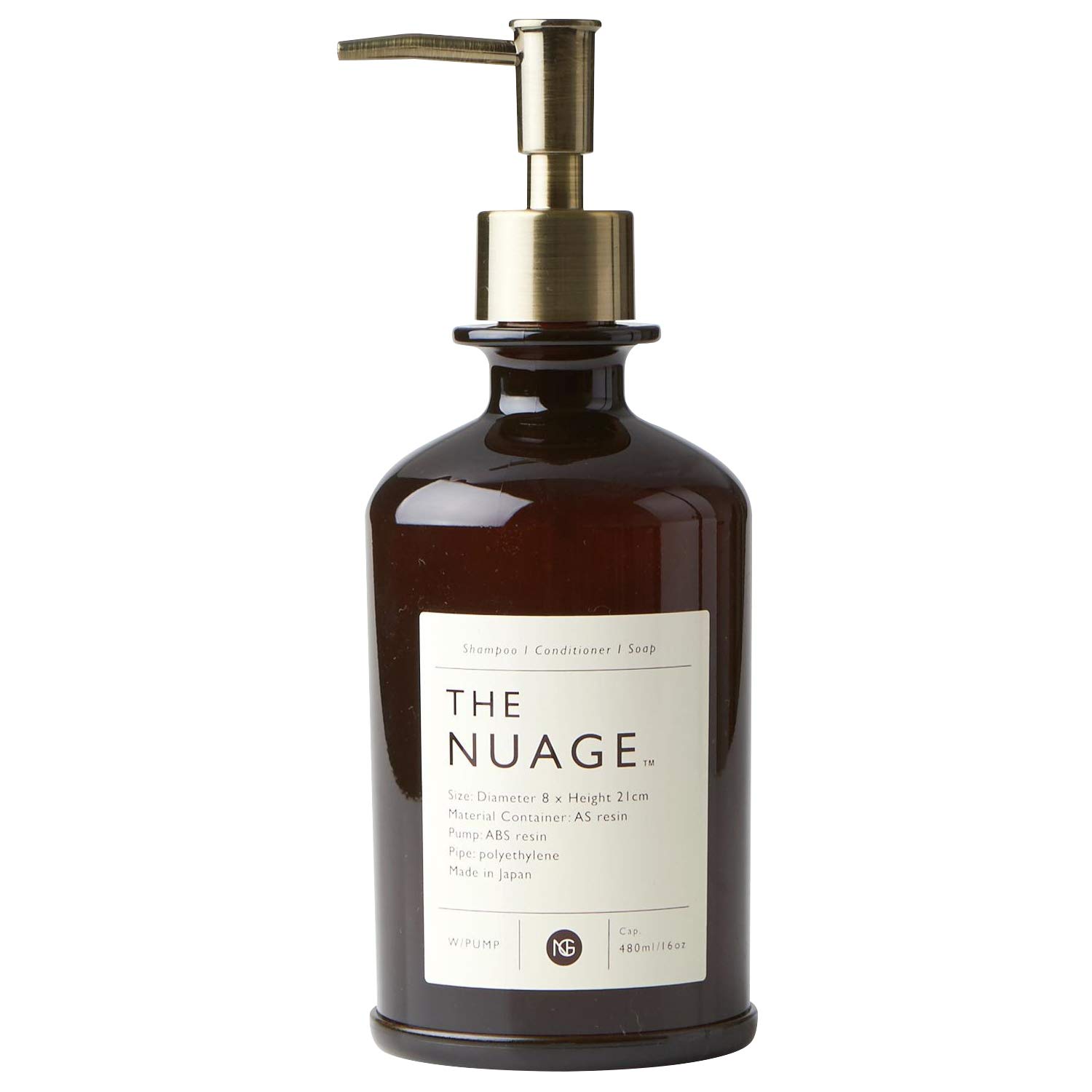 

шампунь и кондиционер, примерно сделано в Японии, небьющийся дозатор Nuage+, 480 мл, коричневый,