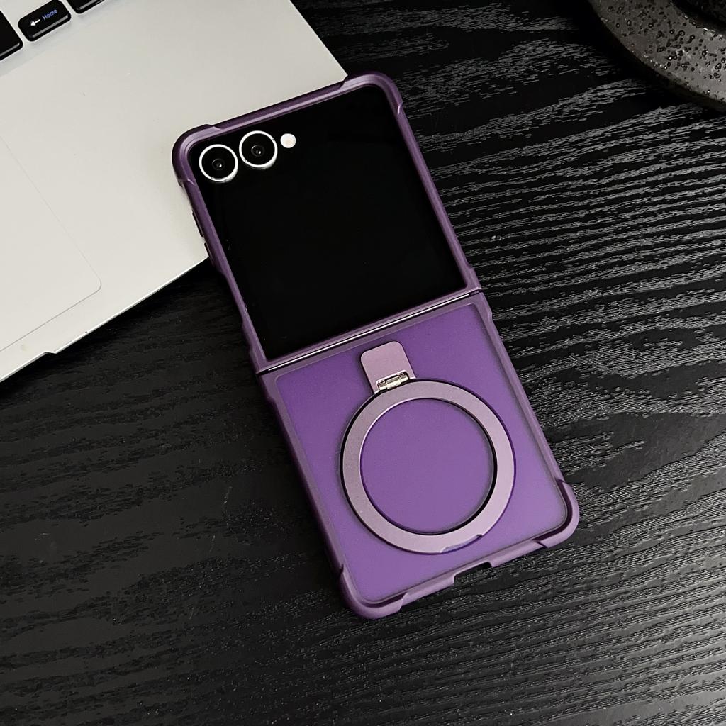 Four corners anti-drop matte magnetic suction bracket mobile phone case for Samsung Z FLIP7/6/5/4 generation folding protective case