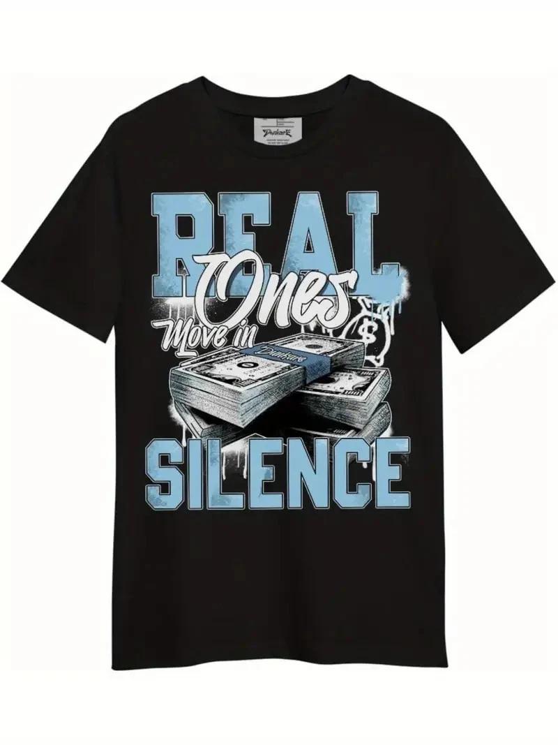 Dunkare Unisex Black Graphic T-Shirt - Legend Blue 11s Inspired Move in Silence S