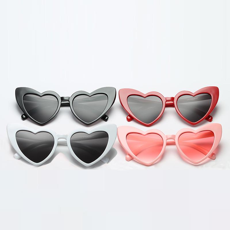 Protective Glasses 4Pcs Heart Shaped Sunglasses Women Cat Eye Female Sun Glasses Brand Retro Love Black White Eyewear Men Uv400