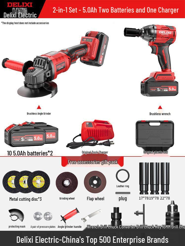 Delixi Rechargeable Brushless Angle Grinder Kit