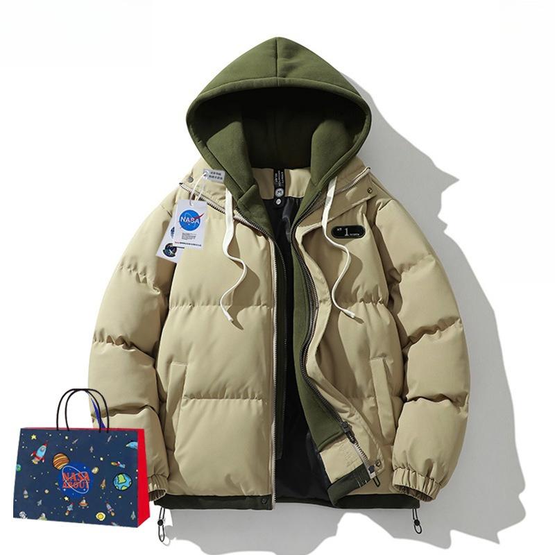 

Пуховик мужской и женский зимняя одежда хлопковая куртка для пары двухслойная куртка с капюшоном куртка-пуховик хлопковое пальто верхняя одежда 3XL хаки