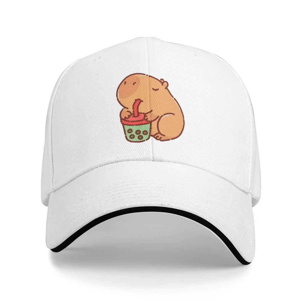 Baseball Hats Cute Capybara Loves Bubble Tea Thermal Outdoor Streetwear Summer Sports Baseball Caps Hip Hop Cap Casquette Hats