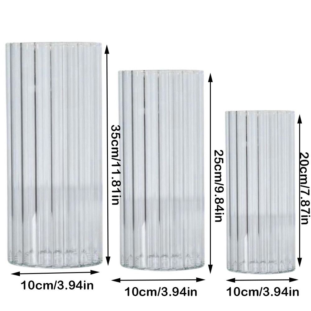 Ribbed Design Clear Flower Vase Large Size Unbreakable Plastic Flower Wake Up Vase Transparent Acrylic Cylinder Shape