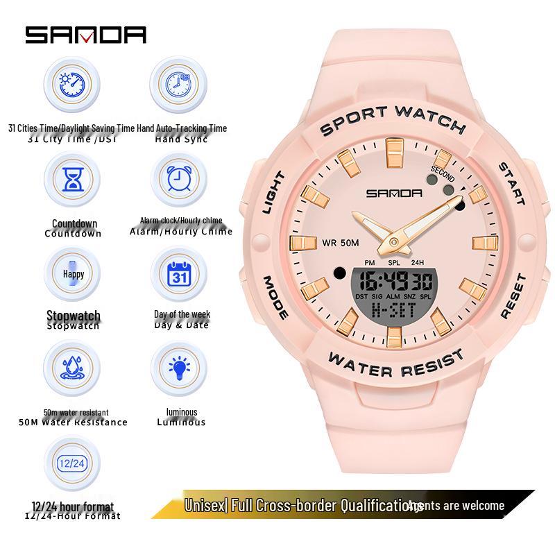 SANDA Dopamine Trend Waterdicht Casual Polshorloge voor Mannen en Vrouwen