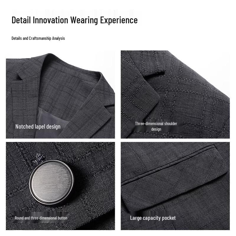 Shanshan Men's Spring Business Casual Notch Lapel Suit Jacket