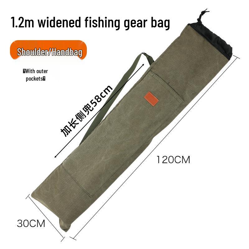 Thickened Canvas Fishing Rod Bag with Large Capacity and Lightweight Design