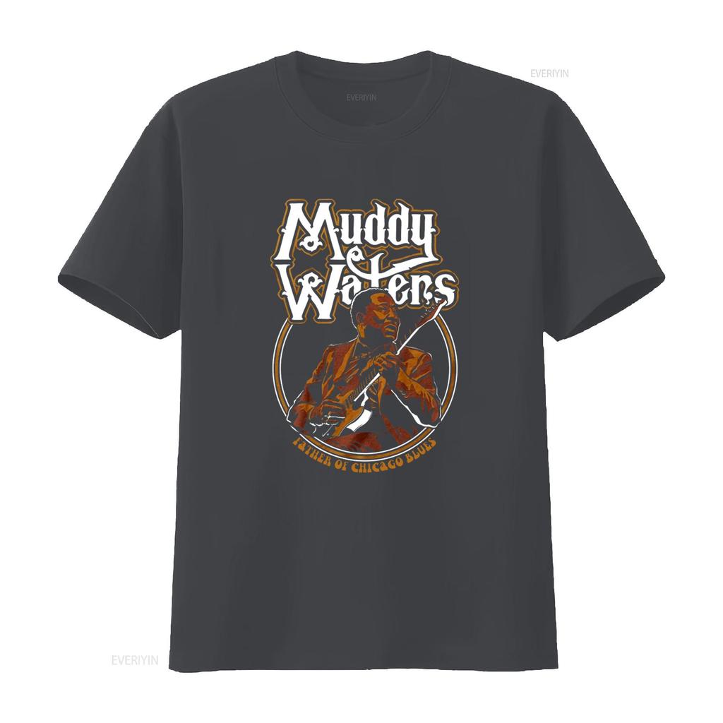 Muddy Waters Father Of Chicago Blues Print Mens T Shirt Rock Music Fan  vintage Washed Top For Everyday Wear Stretched Stylish