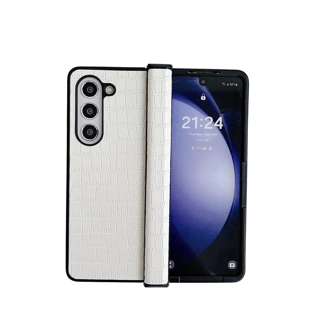 Higth Quality Business Sle Crocodile Leather Hing Phone Case for Samsung Galaxy Z Fold 3 4 5 6 7 Shockproof Protect Cover
