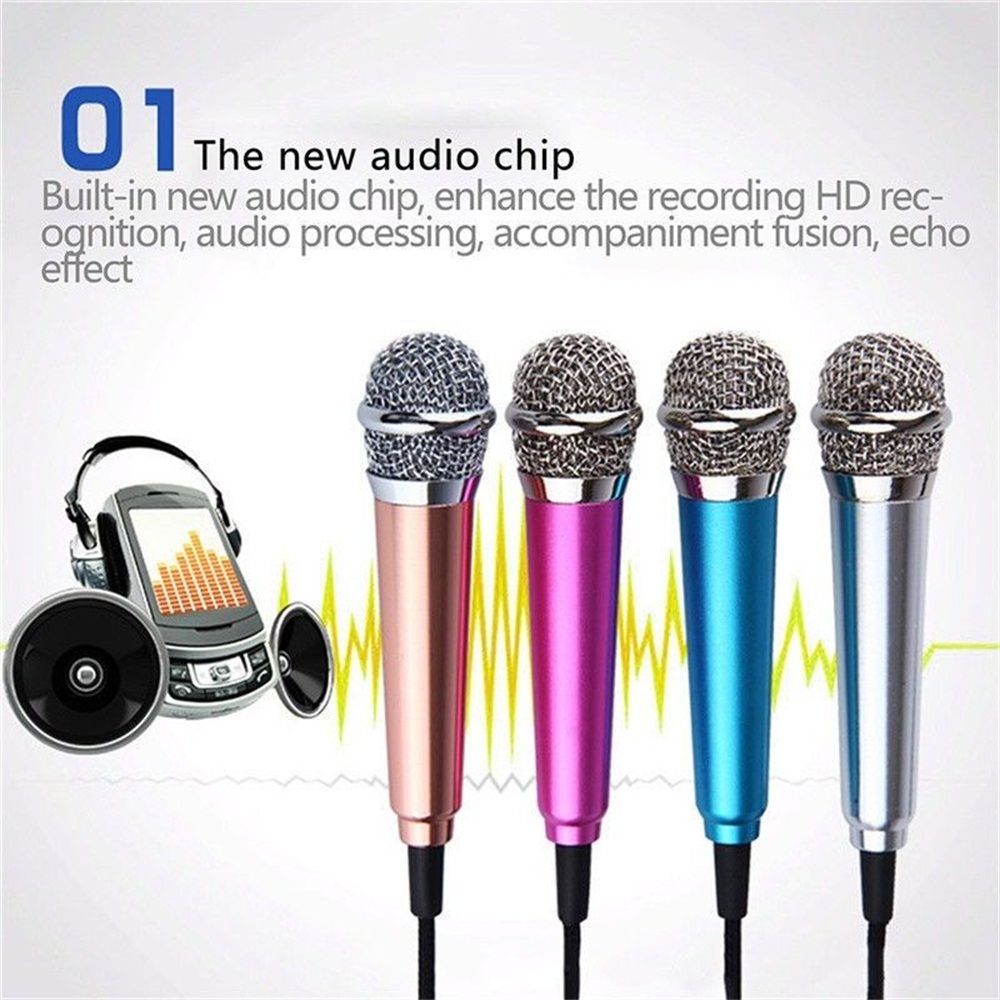 Mobile Stereo Audio Karaoke 3.5mm Wired Condenser Mini Microphone