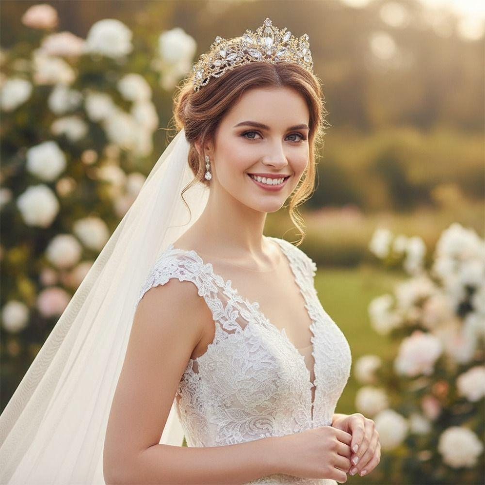 Sparkling Bridal Princess Crown Elegant Rhinestone Diadem Wedding Head Wear  Wedding Party Supplies