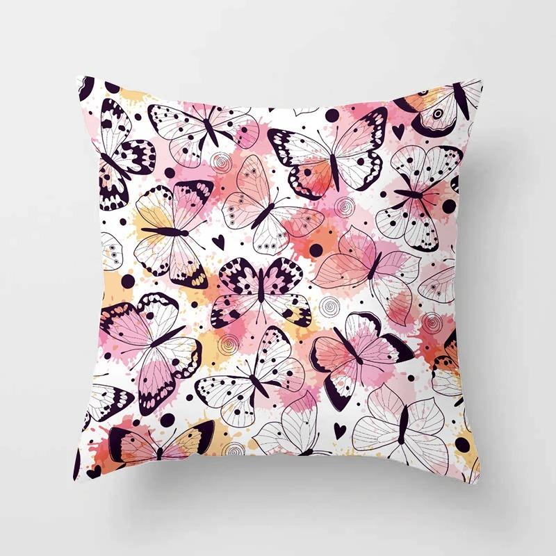 Flower Butterfly Decorative Pillowcase Living Room Office Home Pillowcase Car Ornaments