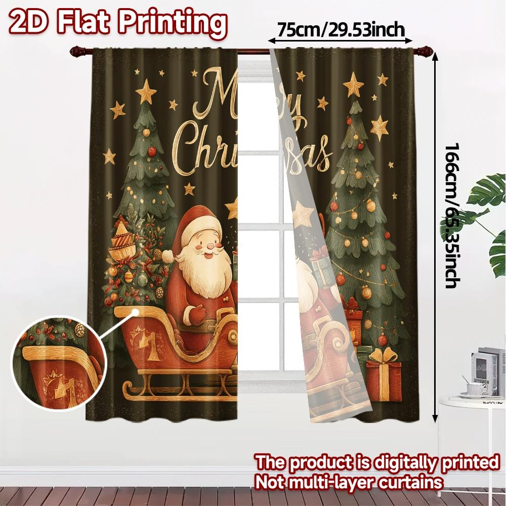 2D Flat Printing  JIT 2pcs   Curtains (Without Rod) Festive Wonderland(5) Fashionable Chic Curtains Polyester Easy Install