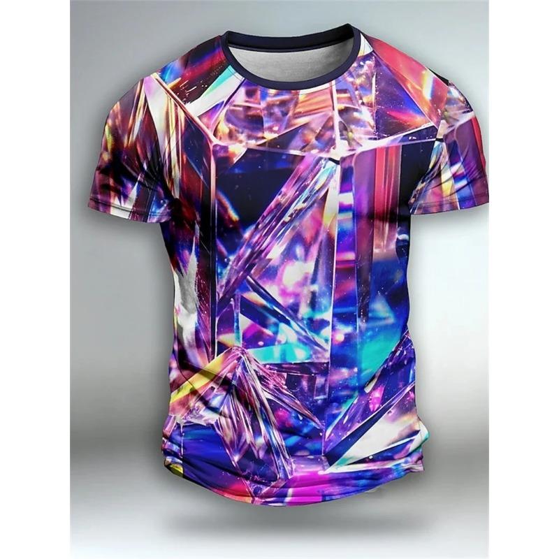 Men's Geometic Optical Illusion T Shirt 3D Print Short Sleeve Crew Neck T Shirt for Men Sport Tshirts