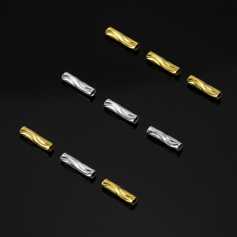 50Pcs Spacer Bead Diy Findings 2X8Mm Tube Beads For Jewelry Making Gold Plated Beads Separators For Bracelets Accessories