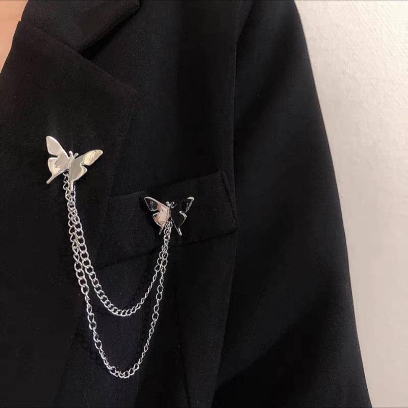 Spille Punk Farfalla Catena Nappa Spilla da Bavero Per Donne Uomini Hip Hop Metallo Clip per Abito Abbigliamento Cool Accessori Coreani