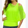 Women's Casual Vintage Fishnet T-Shirt and Tank Top Set with Cut-Out Design