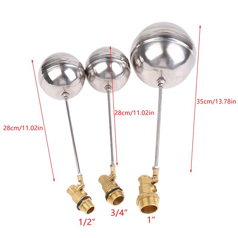 1/2" 3/4" 1" Brass Float Valve Cold And Hot Water Tank Floating Ball Valve Toilet Valve SS201 Stem Flow Control Cistern