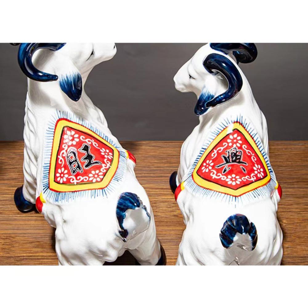 Ceramic Sheep Ornament Wine Cabinet Twelve Zodiac Sheep Porcelain Home Living Room Decoration Crafts