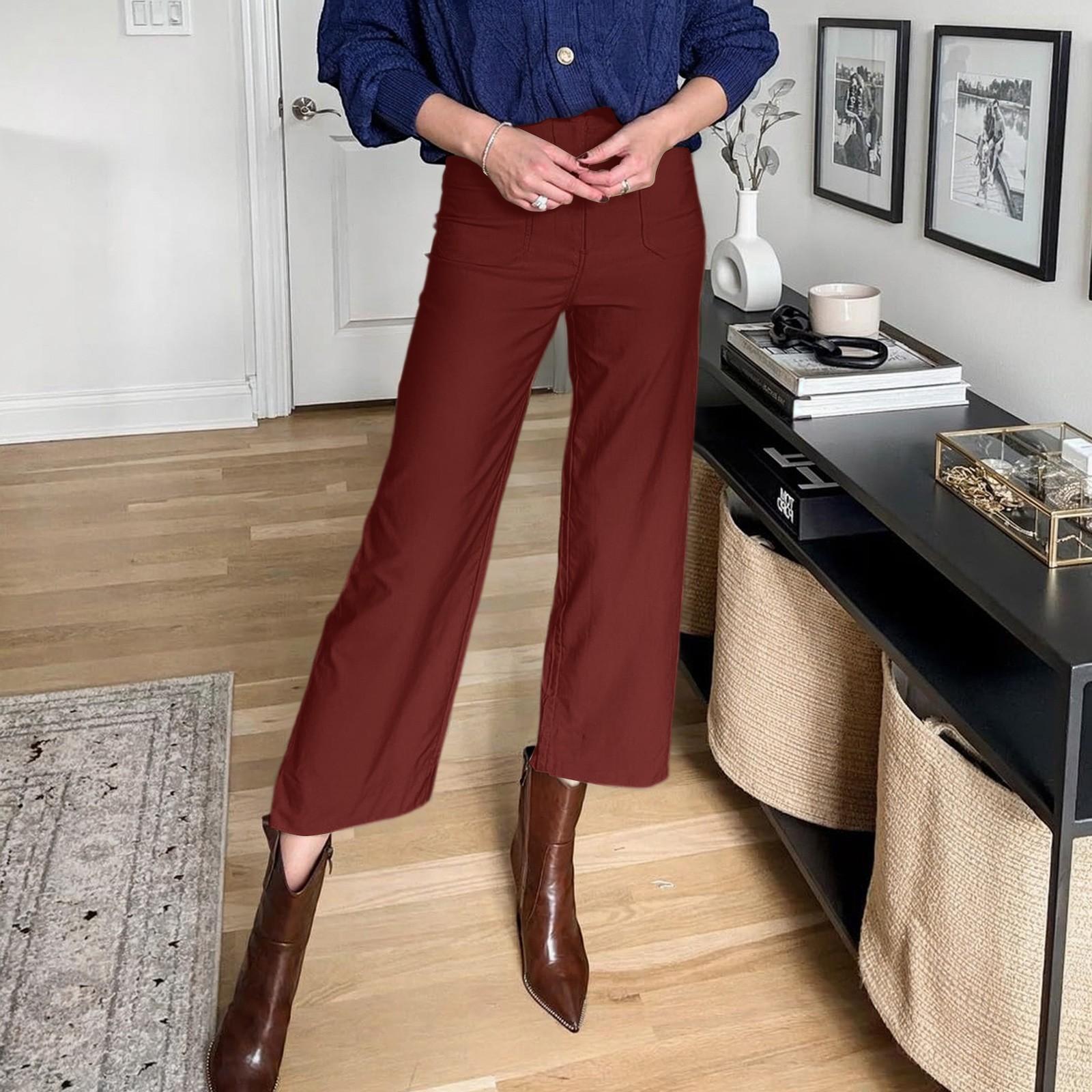 

Брюки с широкими штанинами для женщин повседневные брюки брюки с карманами женские повседневные брюки однотонные летние повседневные укороченные брюки XXL винный