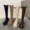 Stivali retrò colorati da donna Stivali al ginocchio Stivali lunghi da cavaliere alla moda con cerniere posteriori Tacchi quadrati Autunno Inverno Scarpe da donna