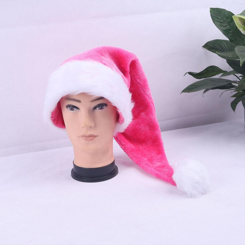 Hand-Sewn LED Plush Christmas Hat with Strap - Holiday Decoration for Adults & Children