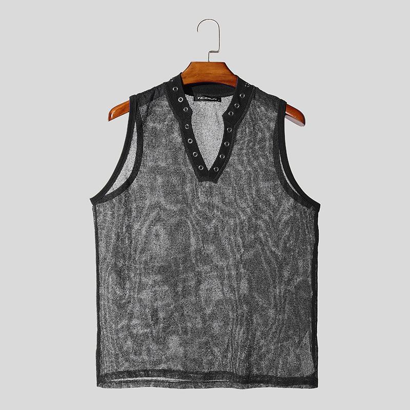 

INCERUN Мужские майки без рукавов из прозрачной сетки для клуба M