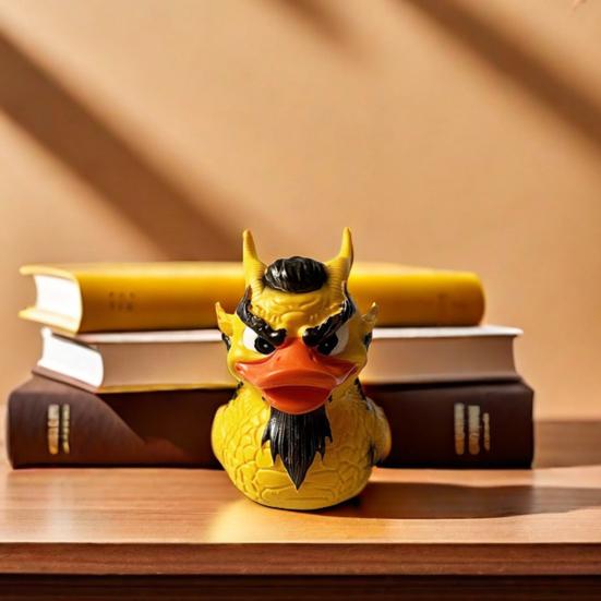 Dragon Duck Figurine Little Yellow Duck Rein Statue Sculpture Animal Model Home Office