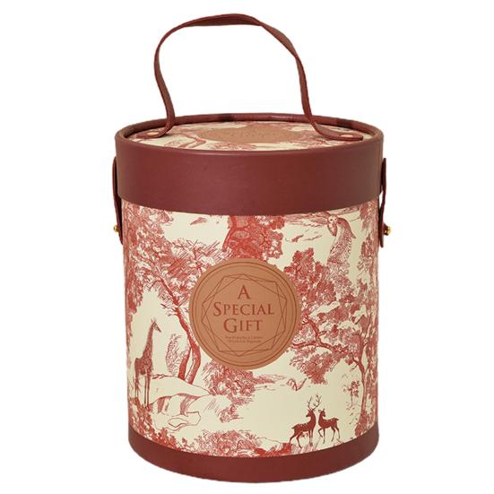 

Подарочная коробка с цветочным принтом, широко применяемая, круглая крышка, ведро, флористическая подарочная упаковочная коробка для вечеринки вино красного