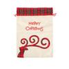 Large Christmas Gift Bag Plaid Applique Drawstring Pocket Candy Bag Christmas Handbag  Xmas