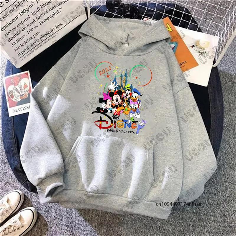 MINISO Disney Family Vacation Print Women Hoodies Trend Disneyland Travel 2025 Autumn Pullover Casual Sweatshirt Couples Tops