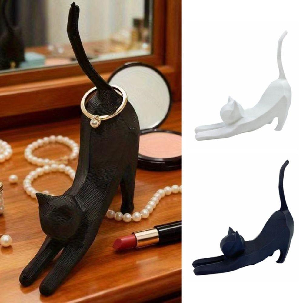 3D Printed Ring Storage Rack Mini Kitten Cat Sculpture Ornament Bookshelf Decor