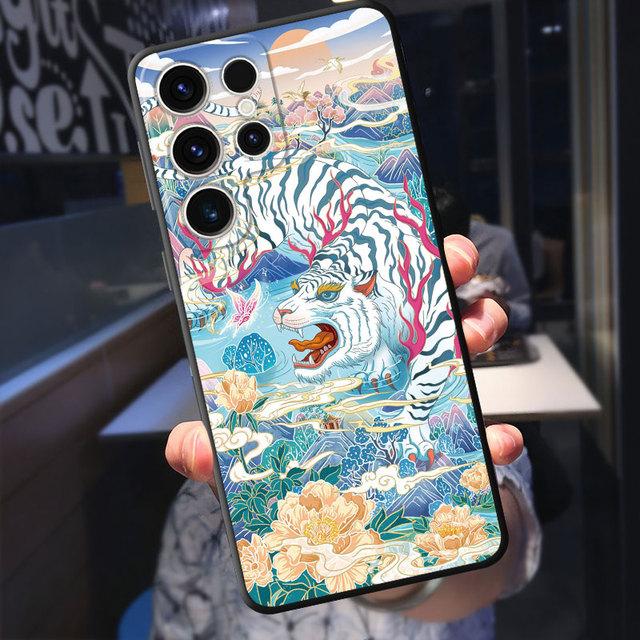 Fashion Chinese Tiger Dragon Case For Samsung Galaxy S22 Plus S8 S7 S10e S20 Fe S10 S9 S21 S23 Ultra 5g Silicone Cover Funda
