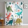 Jurassic Cartoon Dinosaurier Kinder Gardinen für Wohnzimmer Schlafzimmer Tüll Fenster Vorhänge für Küche Dekoration