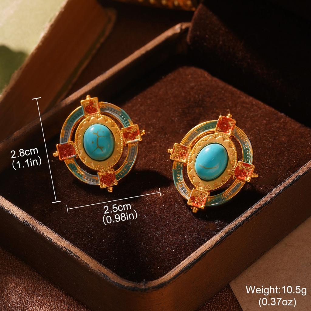 Retro Personality Fashion High Sense Metal Pearl Flower Enamel Painted Fringed Earrings Temperament Simple Ear