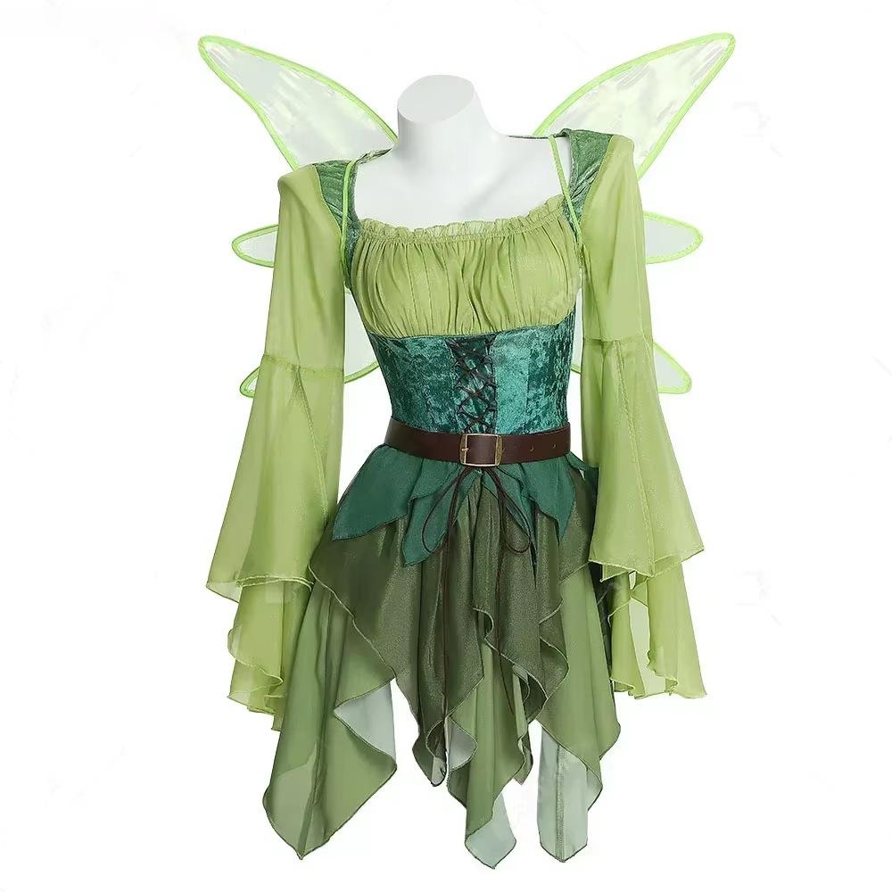 

Anime Figures Miccostumes cosplay Costume Elf Medieval Green Magical Elf Dress Halloween Carnival Party Adult Dress For Woman S 40-45kg бежевый