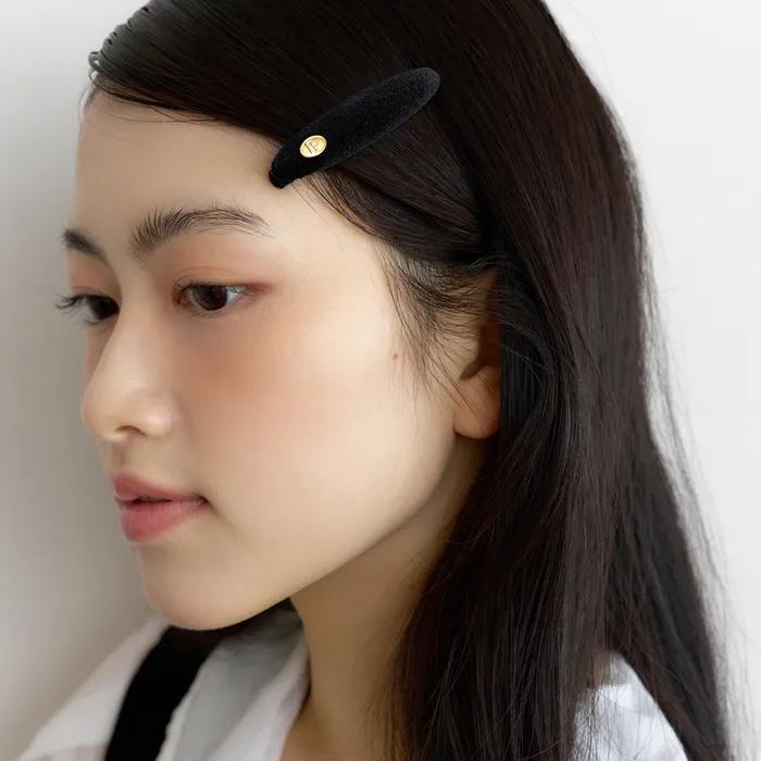 oval velvet hair pin (4colors)