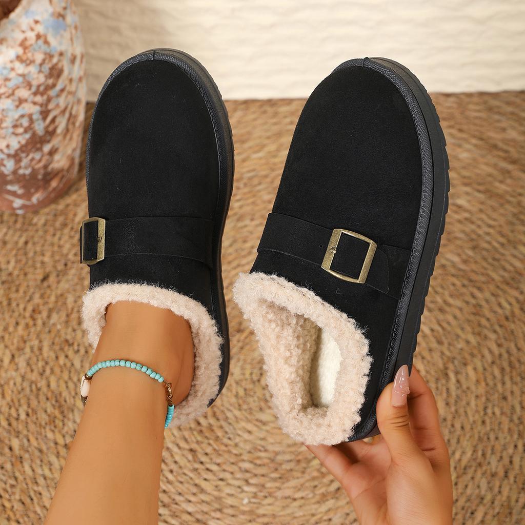Thick-soled snow boots wish Amazon autumn new velvet bag head empty cotton shoes women's warm belt buckle